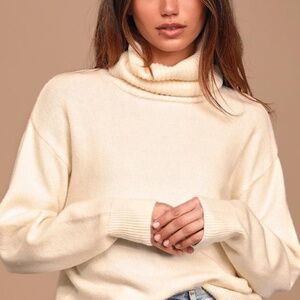 Lulus Amazing Memories Ivory Turtleneck Sweater White - Size M